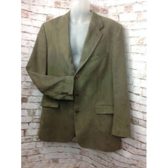 CHAPS RALPH LAUREN Blazer Jacket Microfiber Faux Brown Suede Mens Sz 42 - Picture 12 of 12